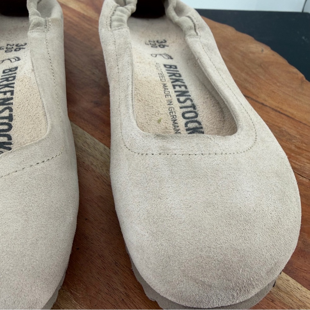 Birkenstock Celina suede ballet flats in a taupe or beige color 36 US 5 - Picture 4 of 9
